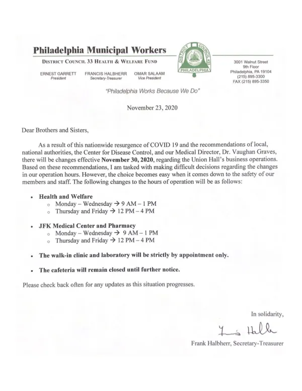 DC33 Building Hours - 11.23.20